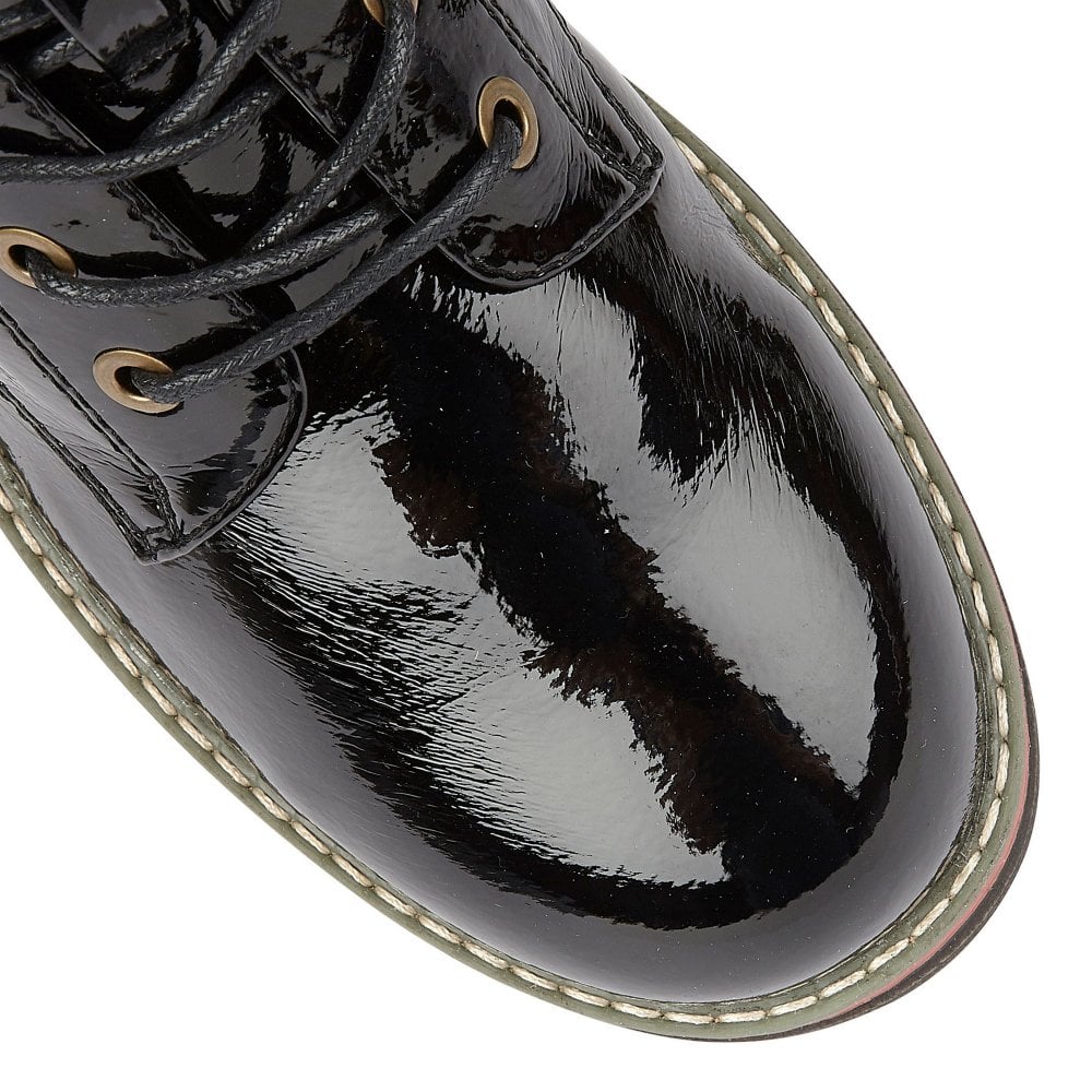 Lotus ankle boot Naomi Black Patent Lace-up with Zip