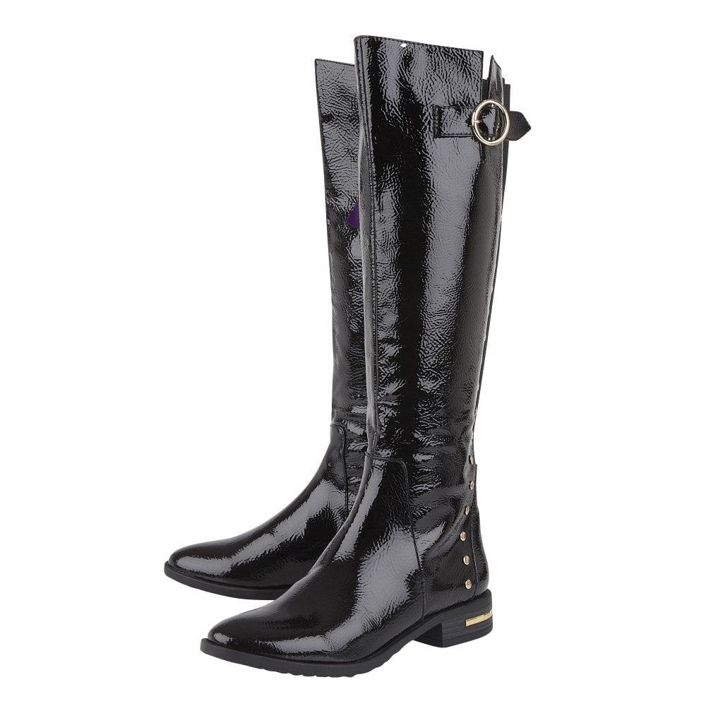 Lotus Knee High boot Estelle BLACK CRINKLE