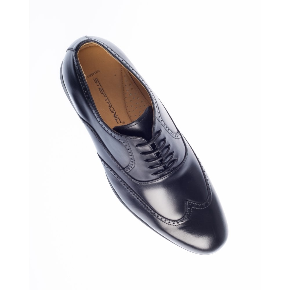 Steptronic BROGUE SHOE Bugos Black Soft Leather wing cap Lace up Formal