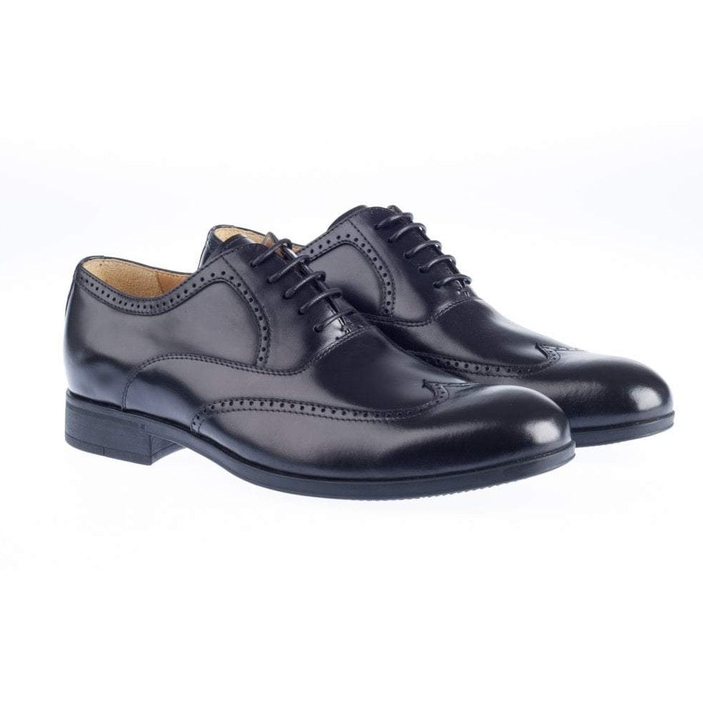 Steptronic BROGUE SHOE Bugos Black Soft Leather wing cap Lace up Formal
