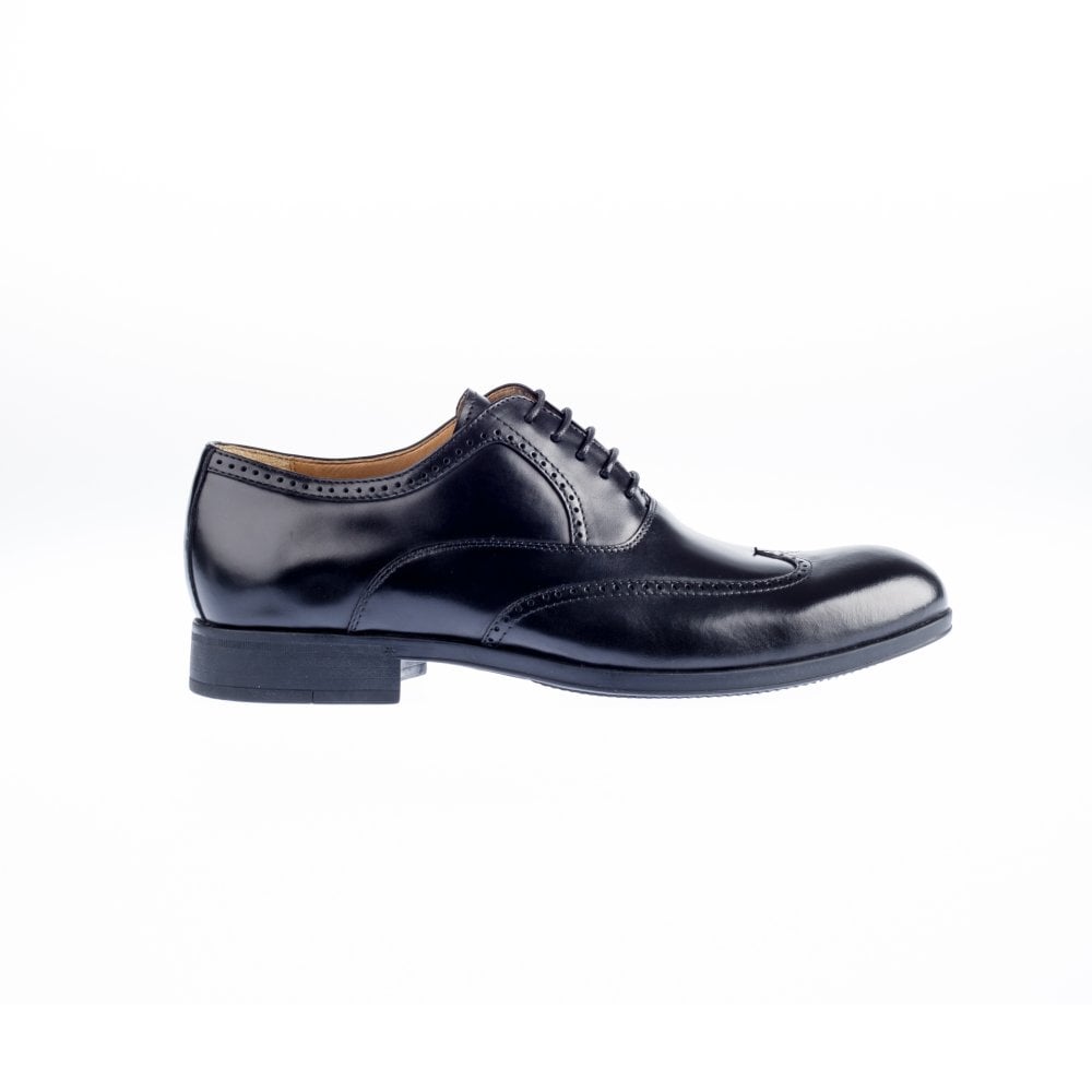 Steptronic BROGUE SHOE Bugos Black Soft Leather wing cap Lace up Formal