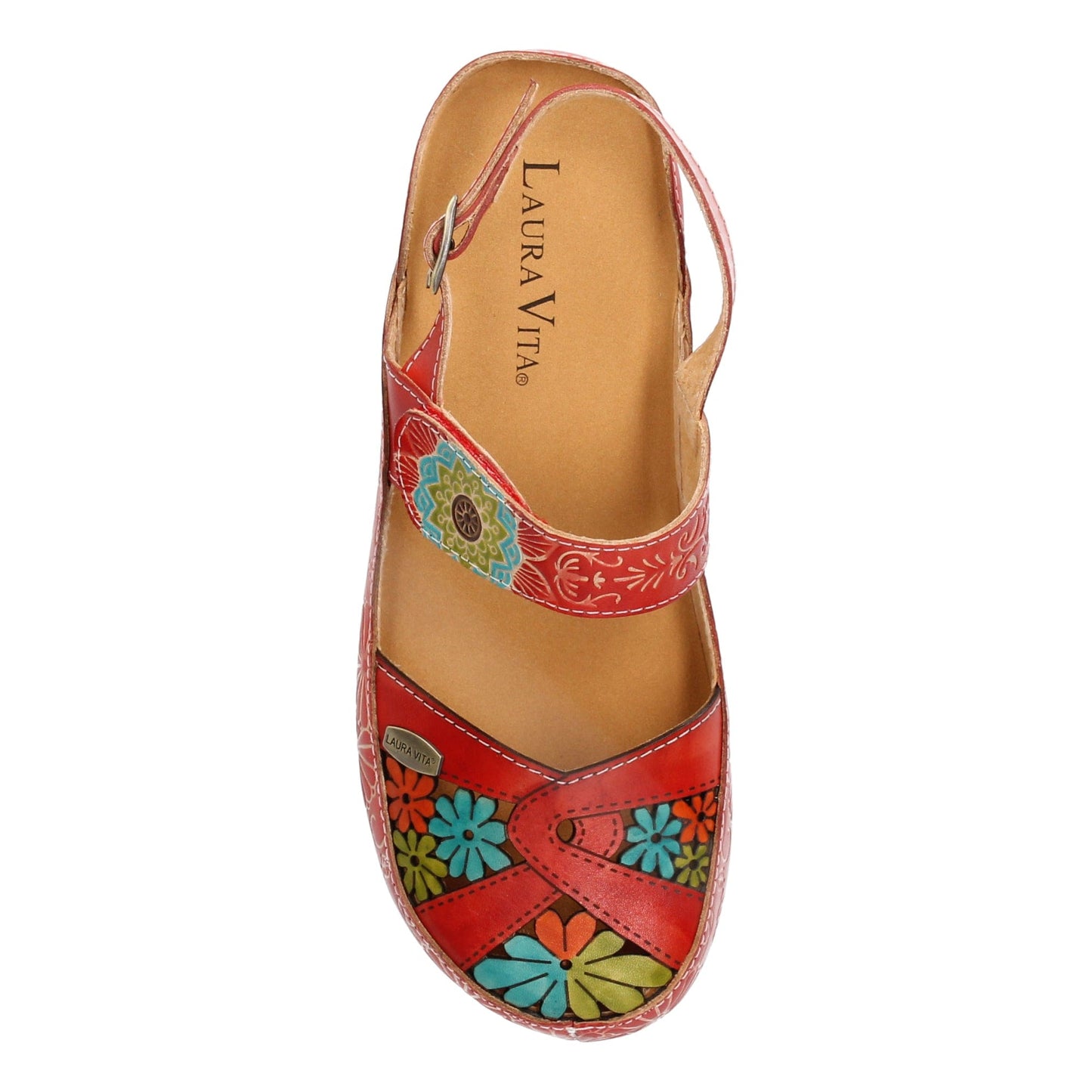 Laura Vita Facscineo 07 ROUGE Low Wedge Bar Shoe