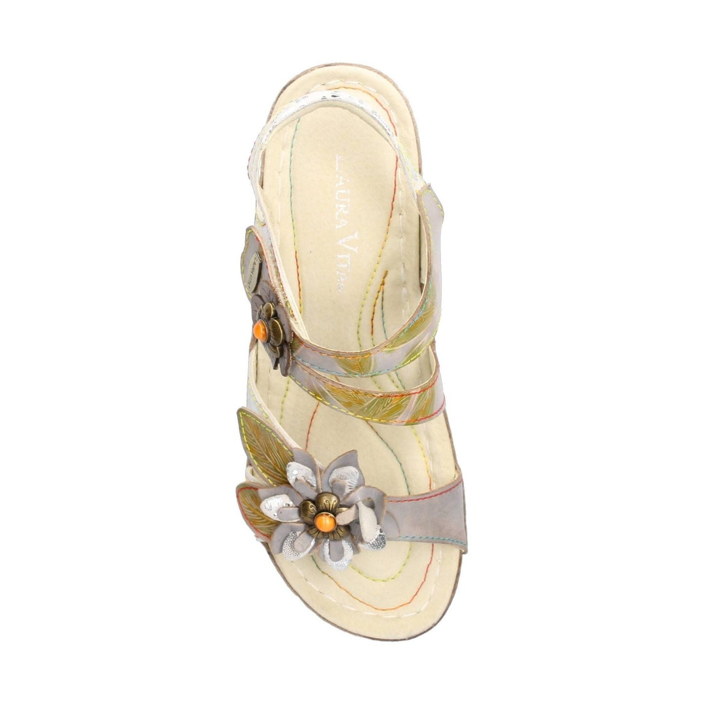 Laura Vita Facscineo 43 Grey Touch Fastening Low Wedge Sandal