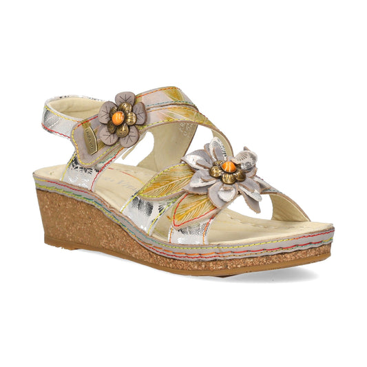 Laura Vita Facscineo 43 Grey Touch Fastening Low Wedge Sandal