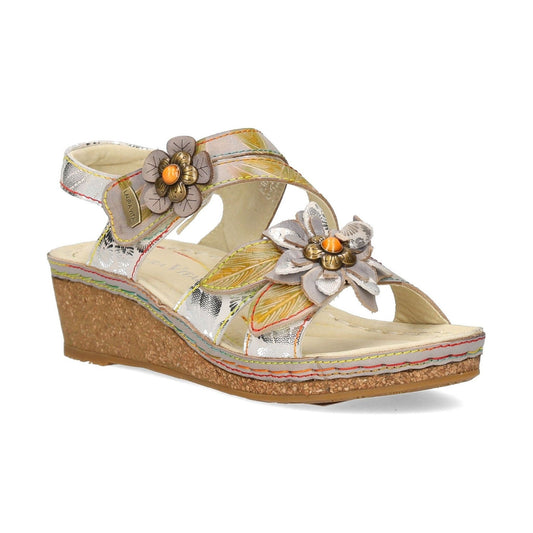 Laura Vita Facscineo 43 Grey Touch Fastening Low Wedge Sandal