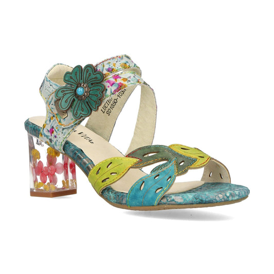 Laura Vita Lucieo 103 TURQUOISE Touch Fastening Bar Sandal