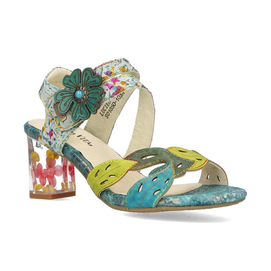 Laura Vita Lucieo 103 TURQUOISE Touch Fastening Bar Sandal