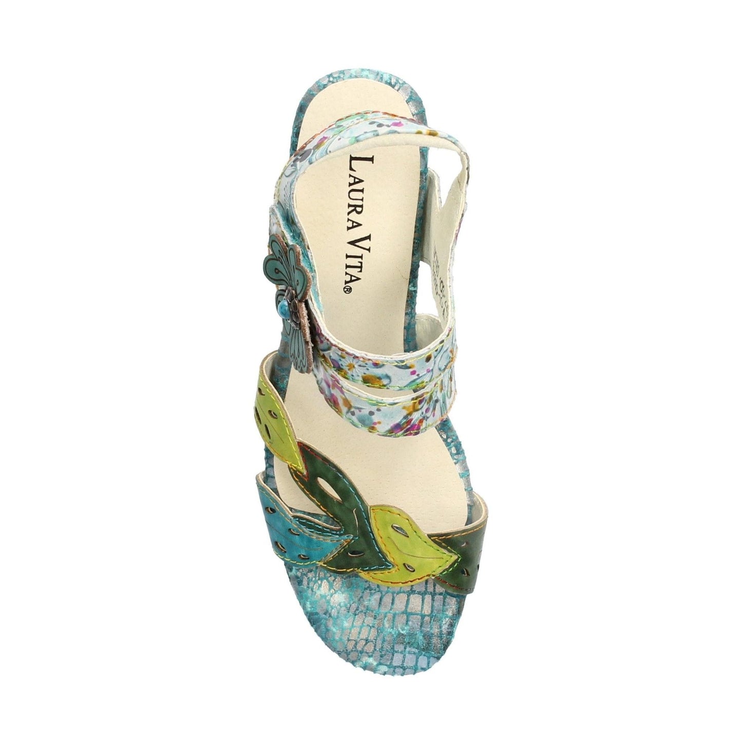 Laura Vita Lucieo 103 TURQUOISE Touch Fastening Bar Sandal