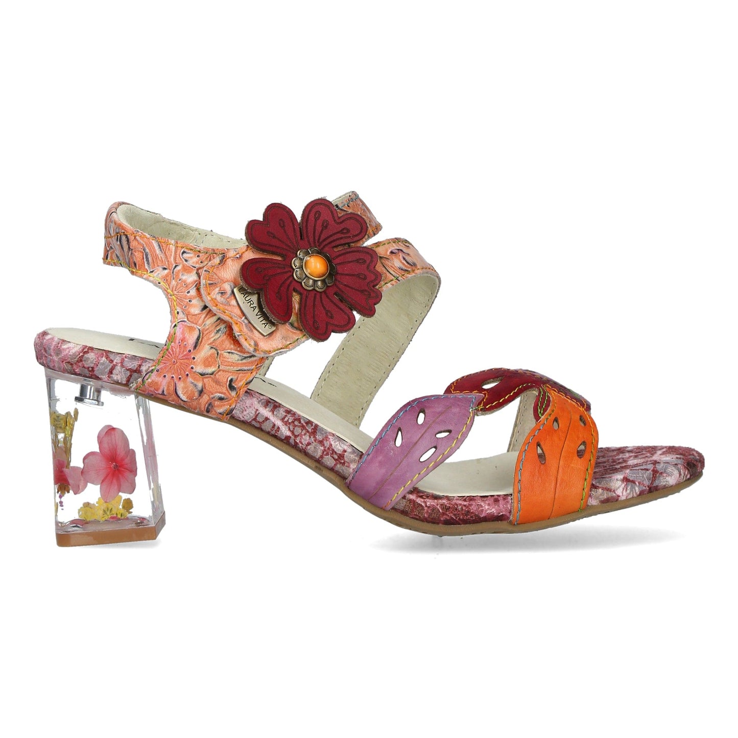 Laura Vita Lucieo 103 CERISE Soft Leather Touch Fastening Bar Sandal