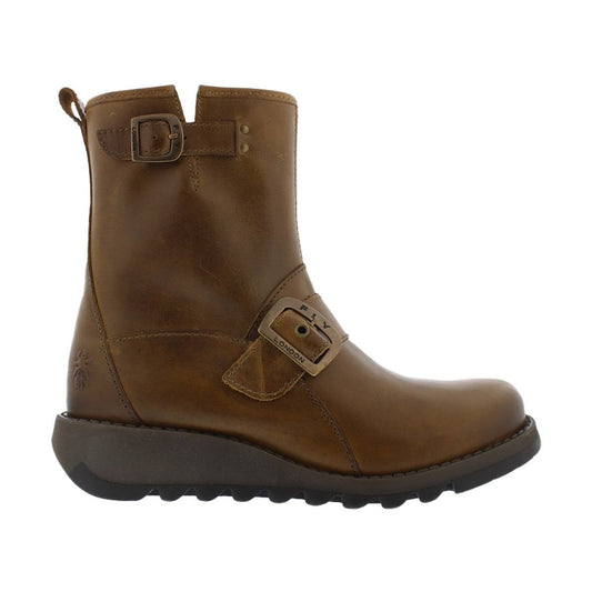 Fly London Ankle Boot Sino CAMEL Leather Biker Style