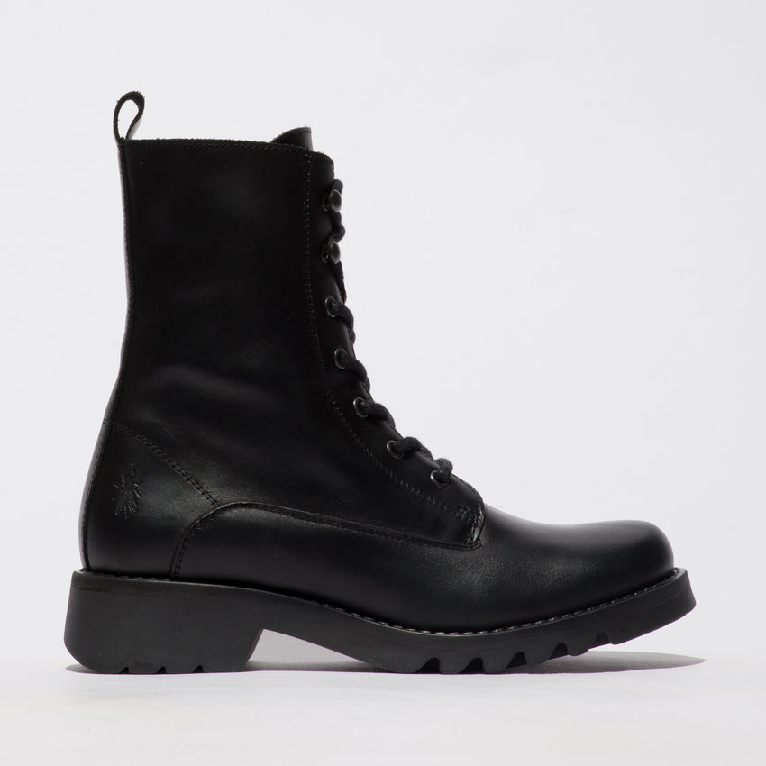 Fly London Ankle Boot Reid ALL BLACK with lace and zip