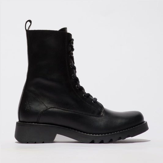 Fly London Ankle Boot Reid ALL BLACK with lace and zip