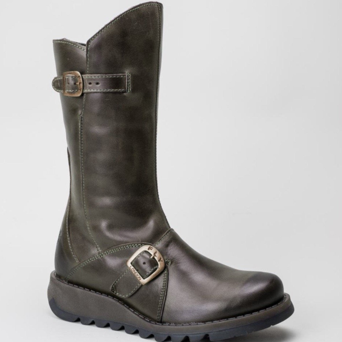 FLY London Mid Calf Boot Mes 2 Brown Leather