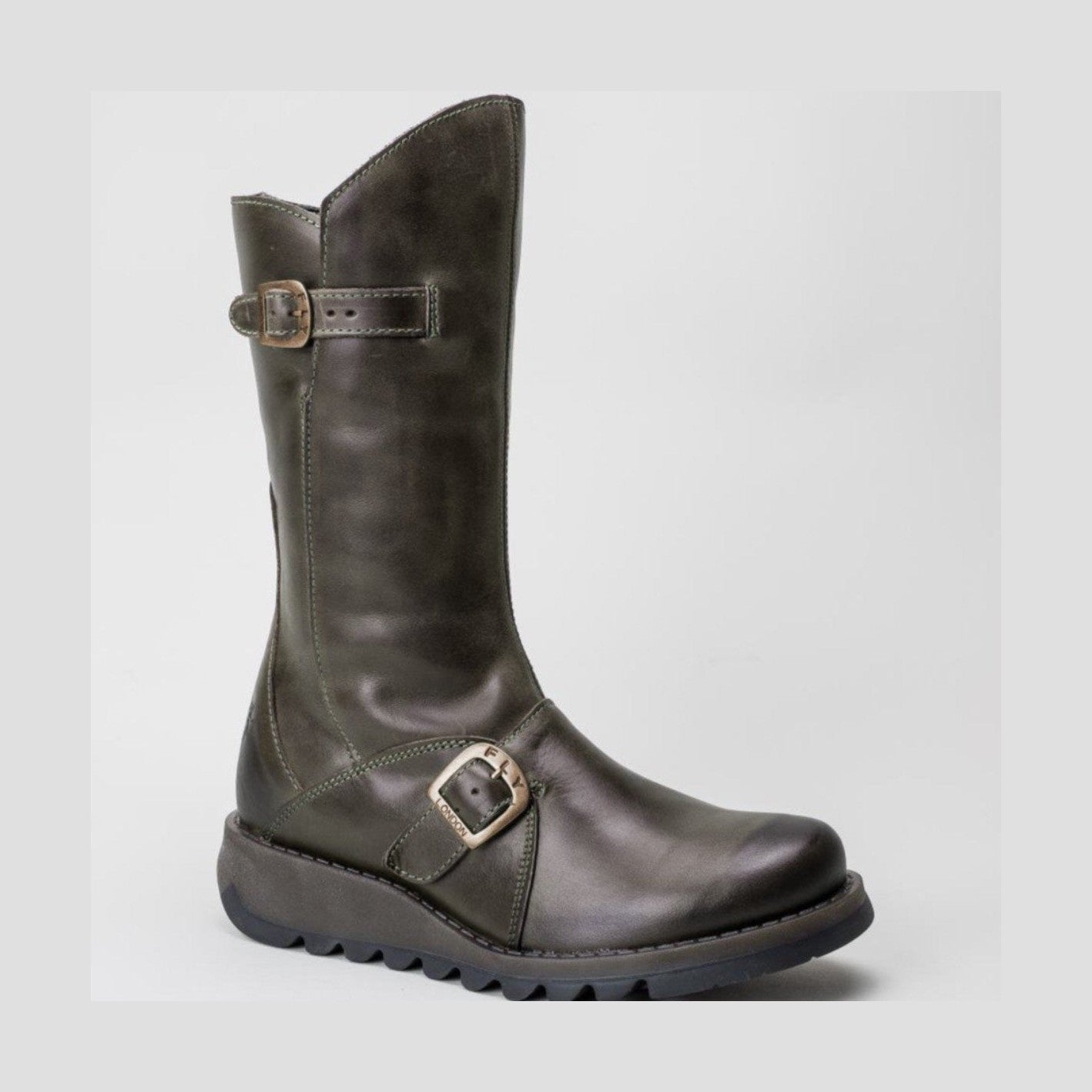 FLY London Mid Calf Boot Mes 2 Brown Leather