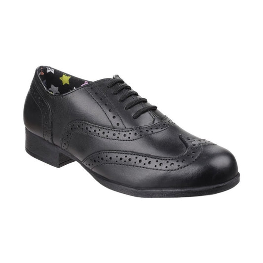 Hush Puppies school shoe Kada BLACK Leather Girls Brogue