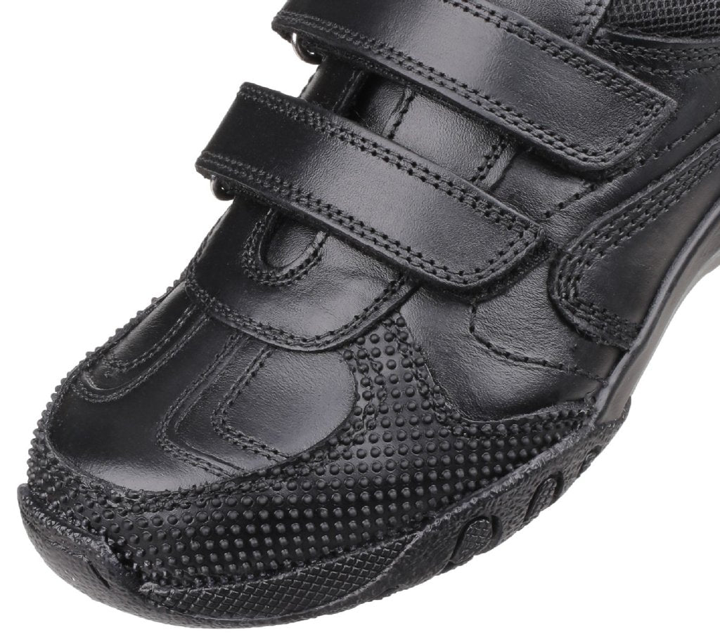 Hush Puppies school shoe Jezza snr BLACK velcro strap