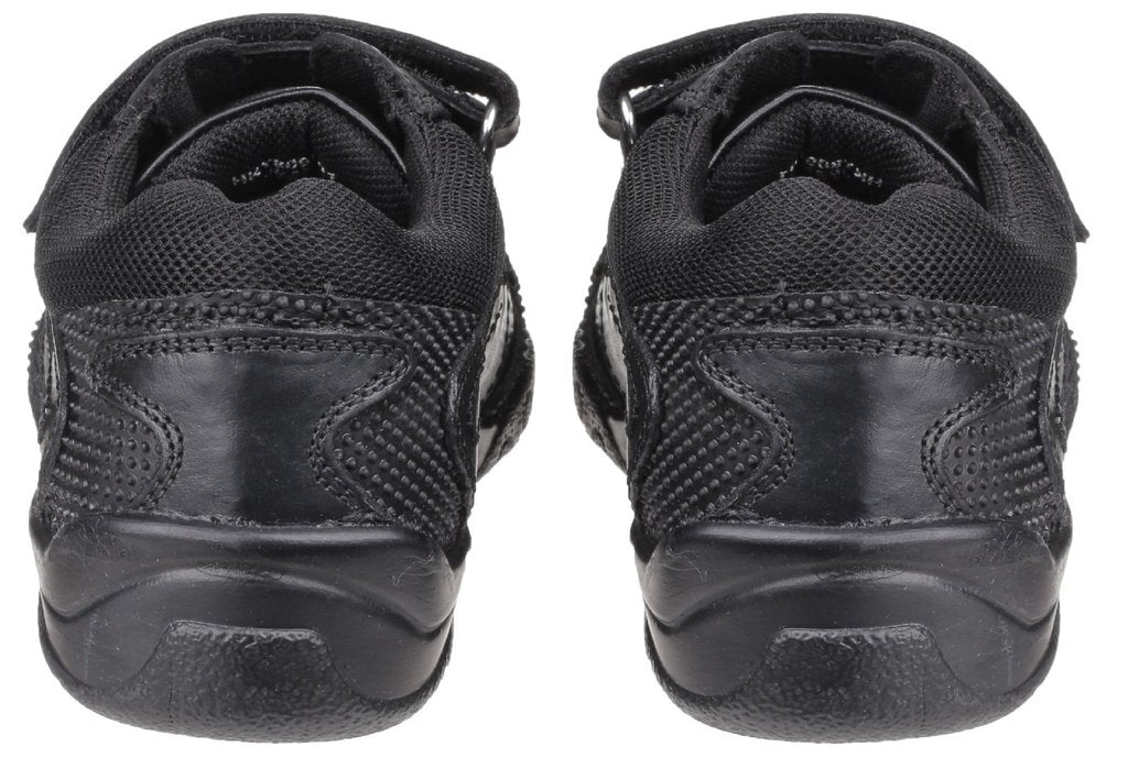 Hush Puppies school shoe Jezza snr BLACK velcro strap