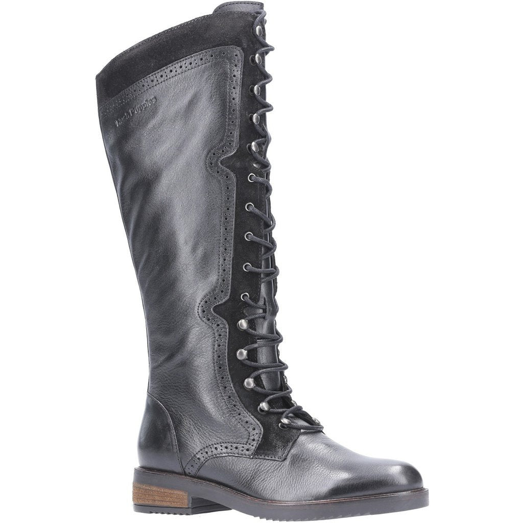 Hush Puppies KNEE HIGH BOOT Rudy BLACK Leather Lace up