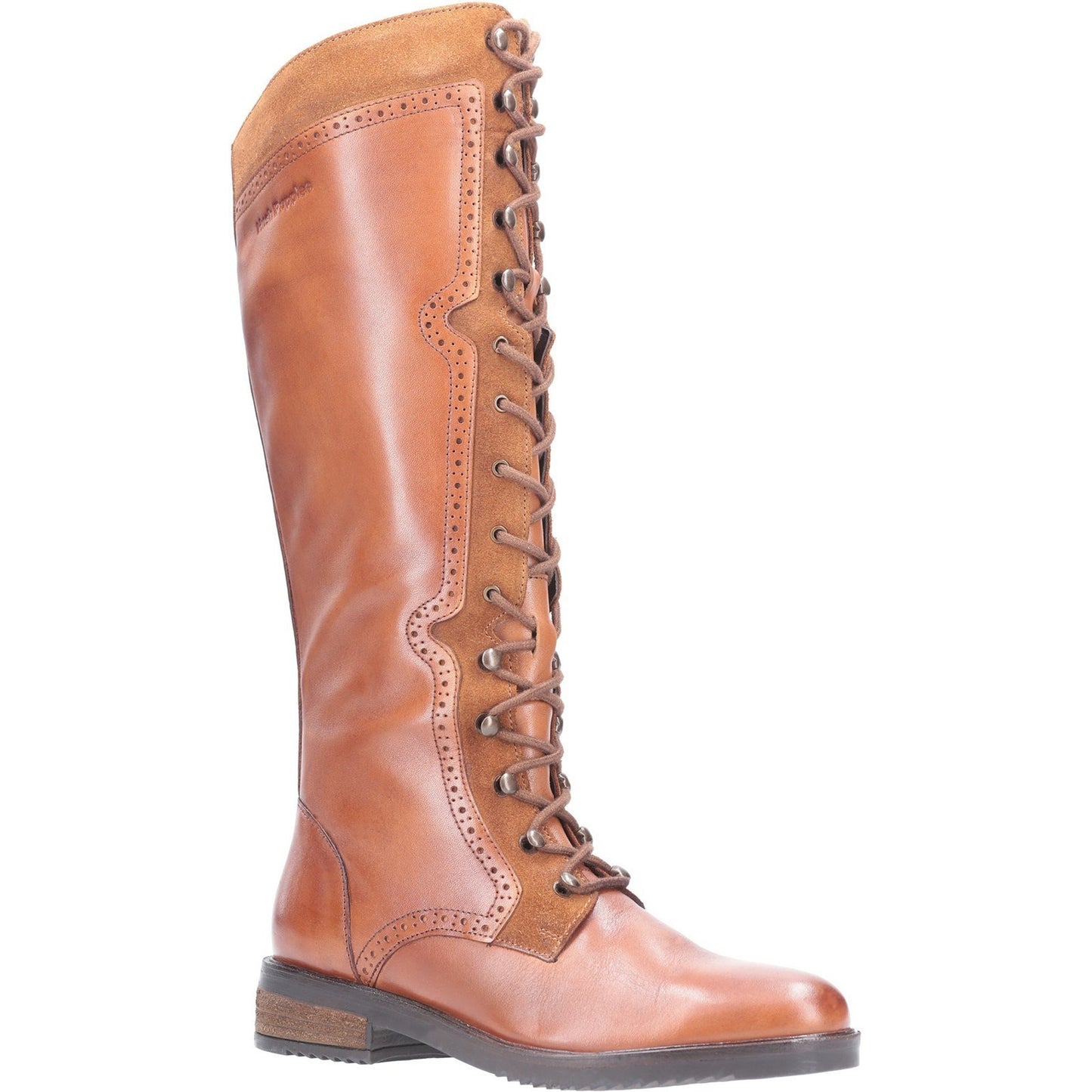 Hush Puppies KNEE HIGH BOOT Rudy TAN with brogue detailing