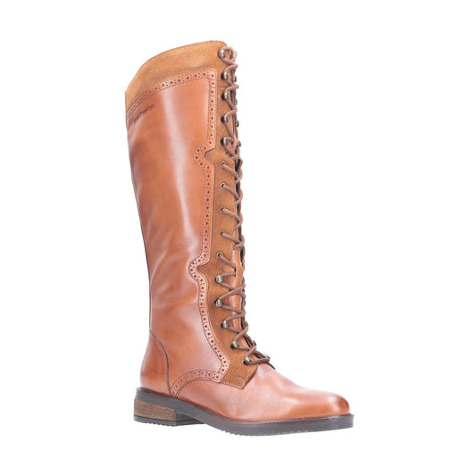 Hush Puppies KNEE HIGH BOOT Rudy TAN with brogue detailing