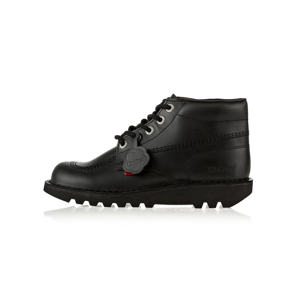 Kickers Kick Hi J/Y 31-39 Classic BLACK LEATHER Boot