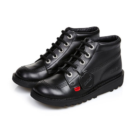 Kickers Kick Hi J/Y 31-39 Classic BLACK LEATHER Boot
