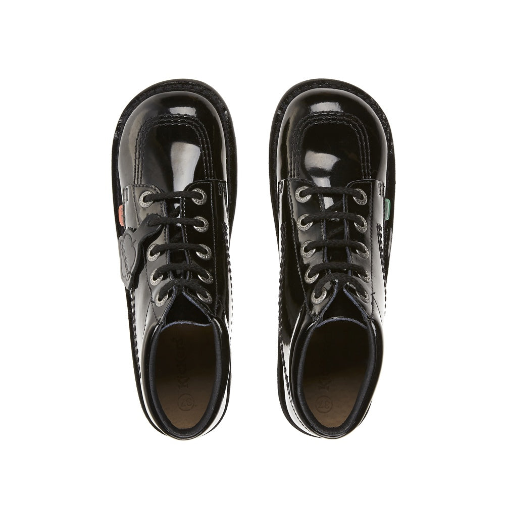 Kickers Classic Kick Hi Teens 31-39 BLACK Patent Leather