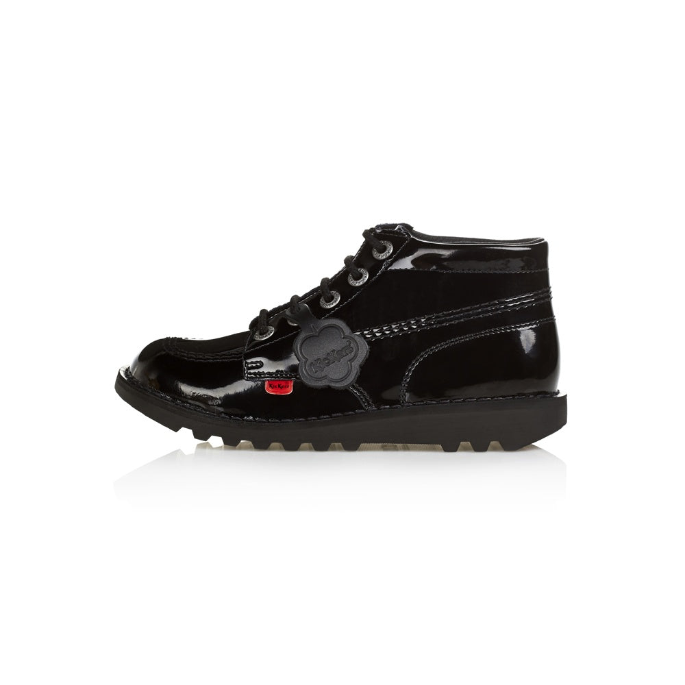 Kickers Classic Kick Hi Teens 31-39 BLACK Patent Leather