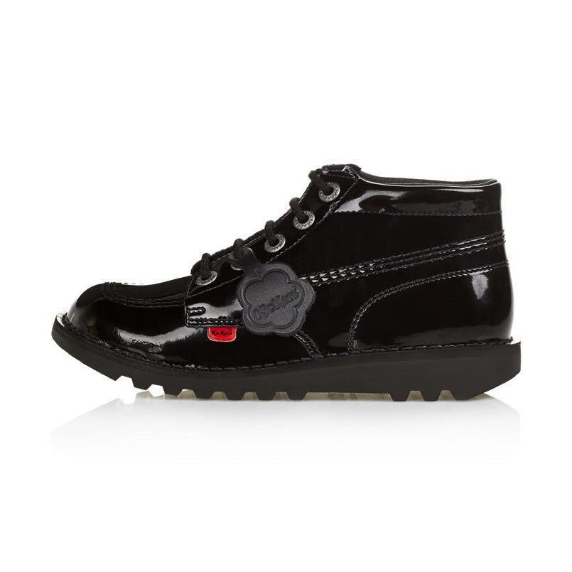 Kickers Classic Kick Hi Teens 31-39 BLACK Patent Leather