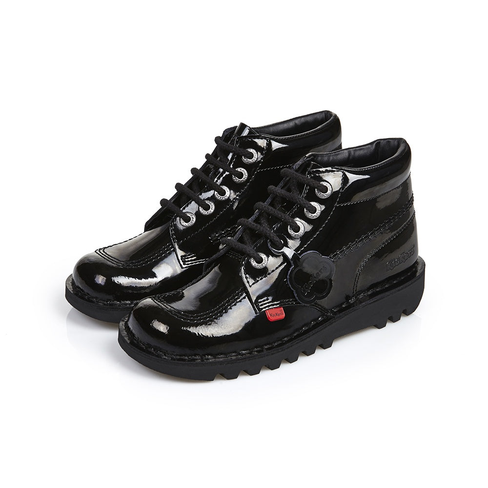 Kickers Classic Kick Hi Teens 31-39 BLACK Patent Leather