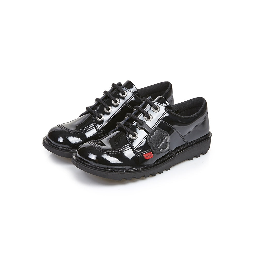 Kickers Classic Kick Lo Teen Shoe BLACK Patent Leather