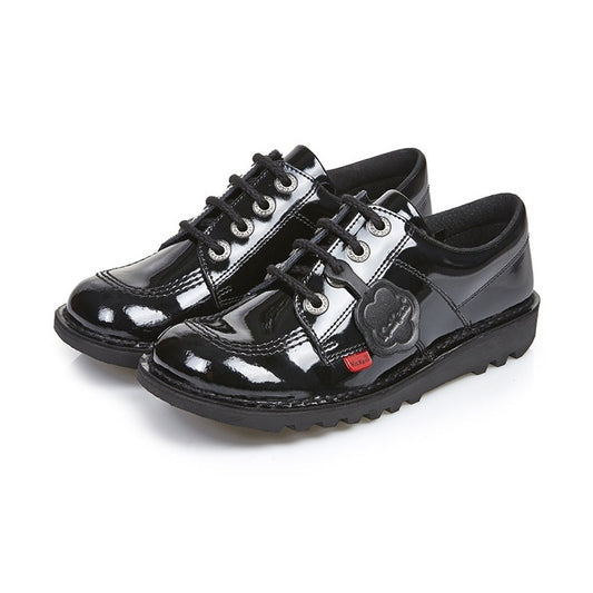 Kickers Classic Kick Lo Teen Shoe BLACK Patent Leather