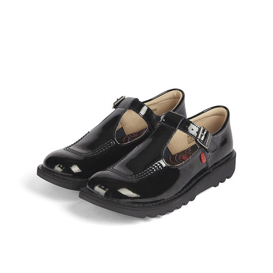 Kickers Kick T classic T Bar shoe 31-39 BLACK Patent