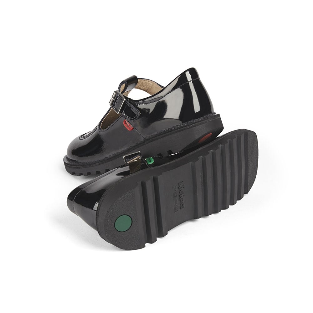 Kickers Kick T classic T Bar shoe 31-39 BLACK Patent