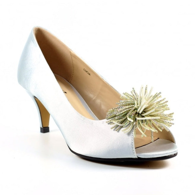 Lunar Lucia Occasion Wear Silver Court Shoe FLR040