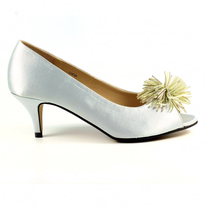 Lunar Lucia Occasion Wear Silver Court Shoe FLR040