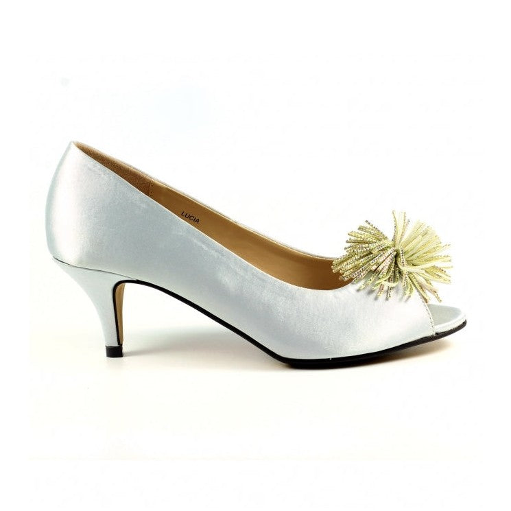 Lunar Lucia Occasion Wear Silver Court Shoe FLR040