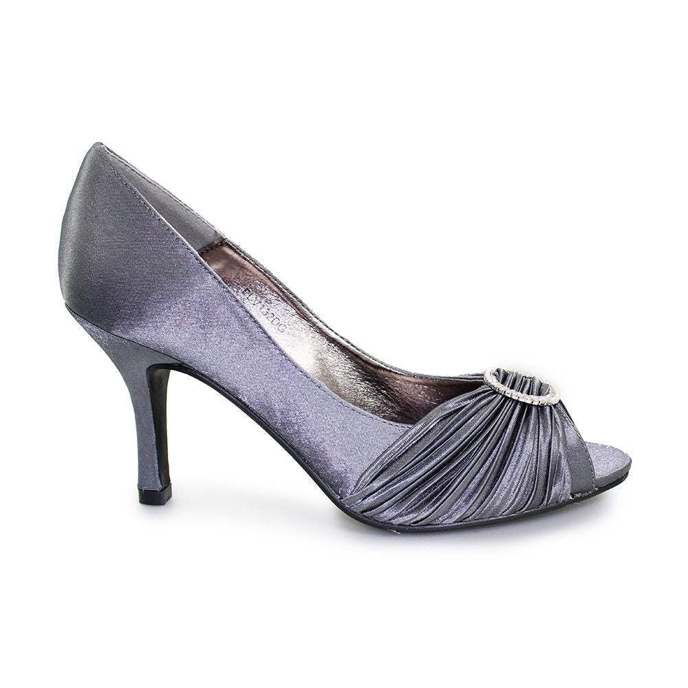 Lunar Sienna Occasion Shoe FLV132 Dark Grey Diamanté