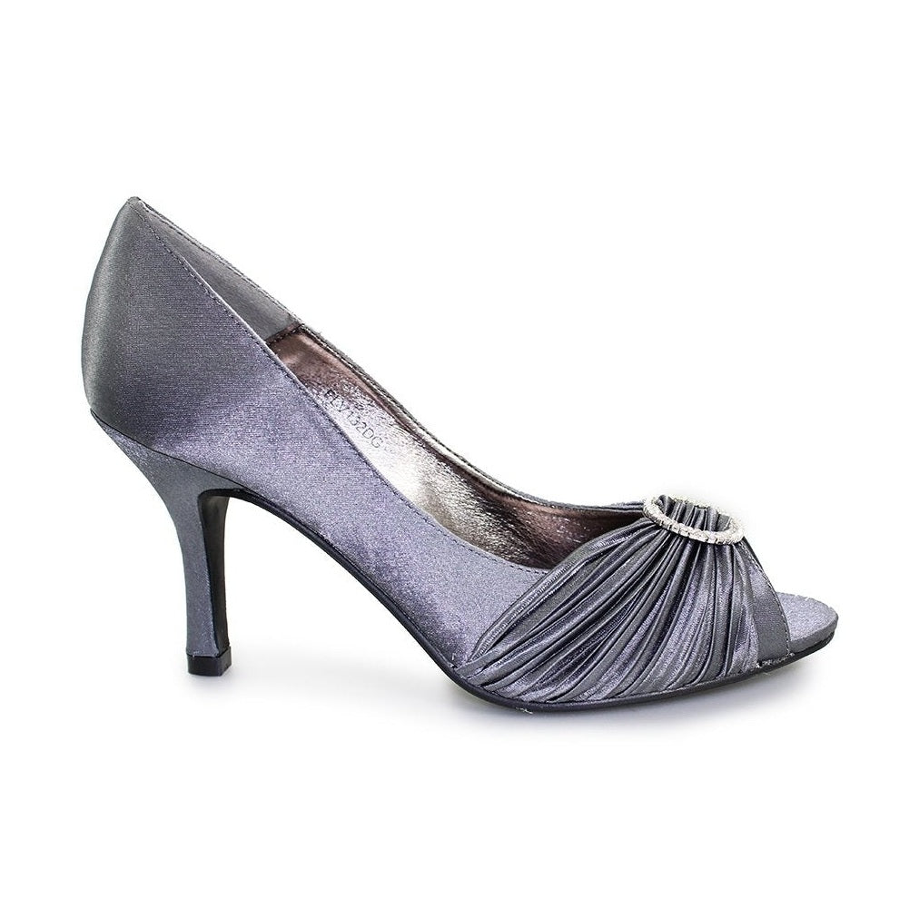 Lunar Sienna Occasion Shoe FLV132 Dark Grey Diamanté