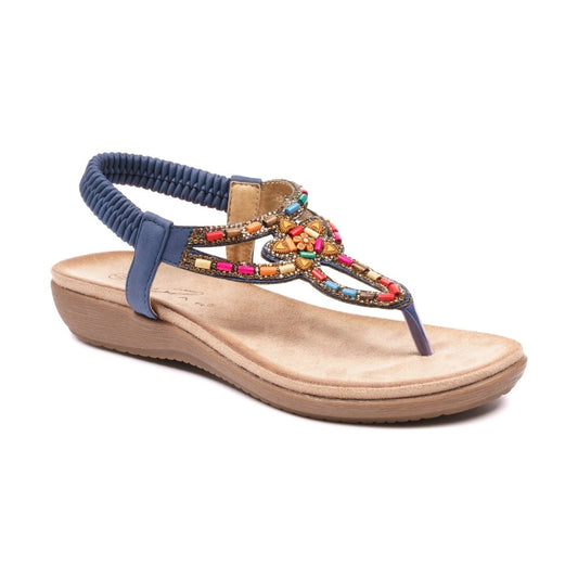 Lunar sandal with toe post Una BLUE JLH320BL