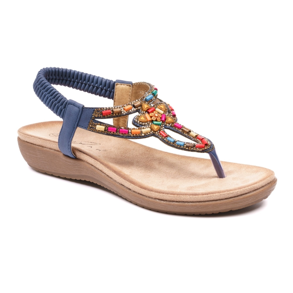 Lunar sandal with toe post Una BLUE JLH320BL