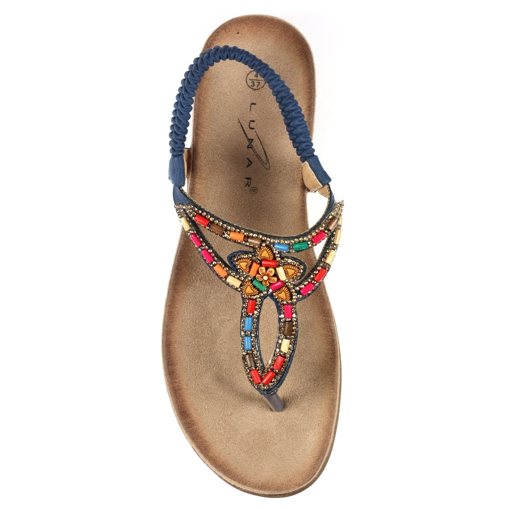 Lunar sandal with toe post Una BLUE JLH320BL