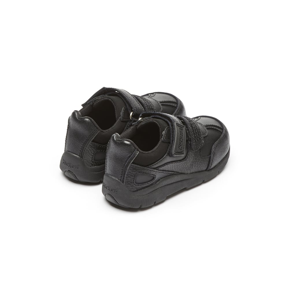 Kickers Infants BLACK Leather MOAKIE REFLEX Touch fastening strap shoe