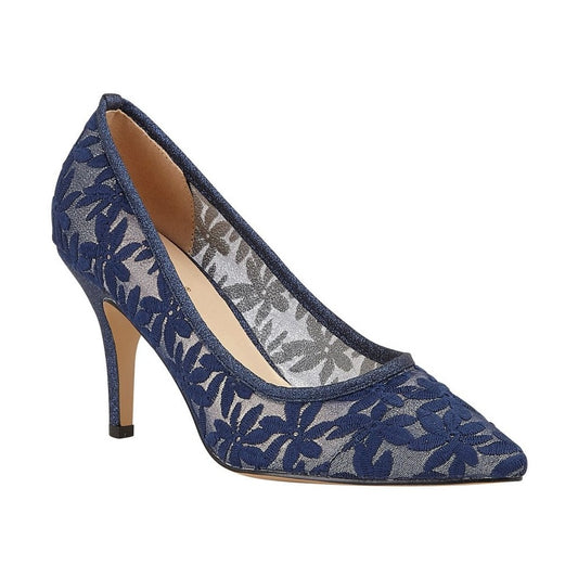 Lotus Briony NAVY floral mesh court shoes