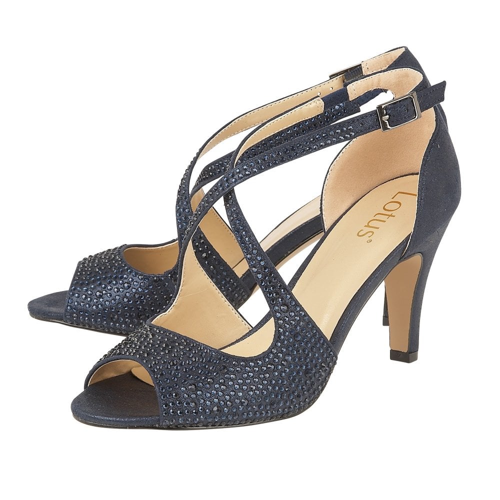 Navy diamante sale shoes uk