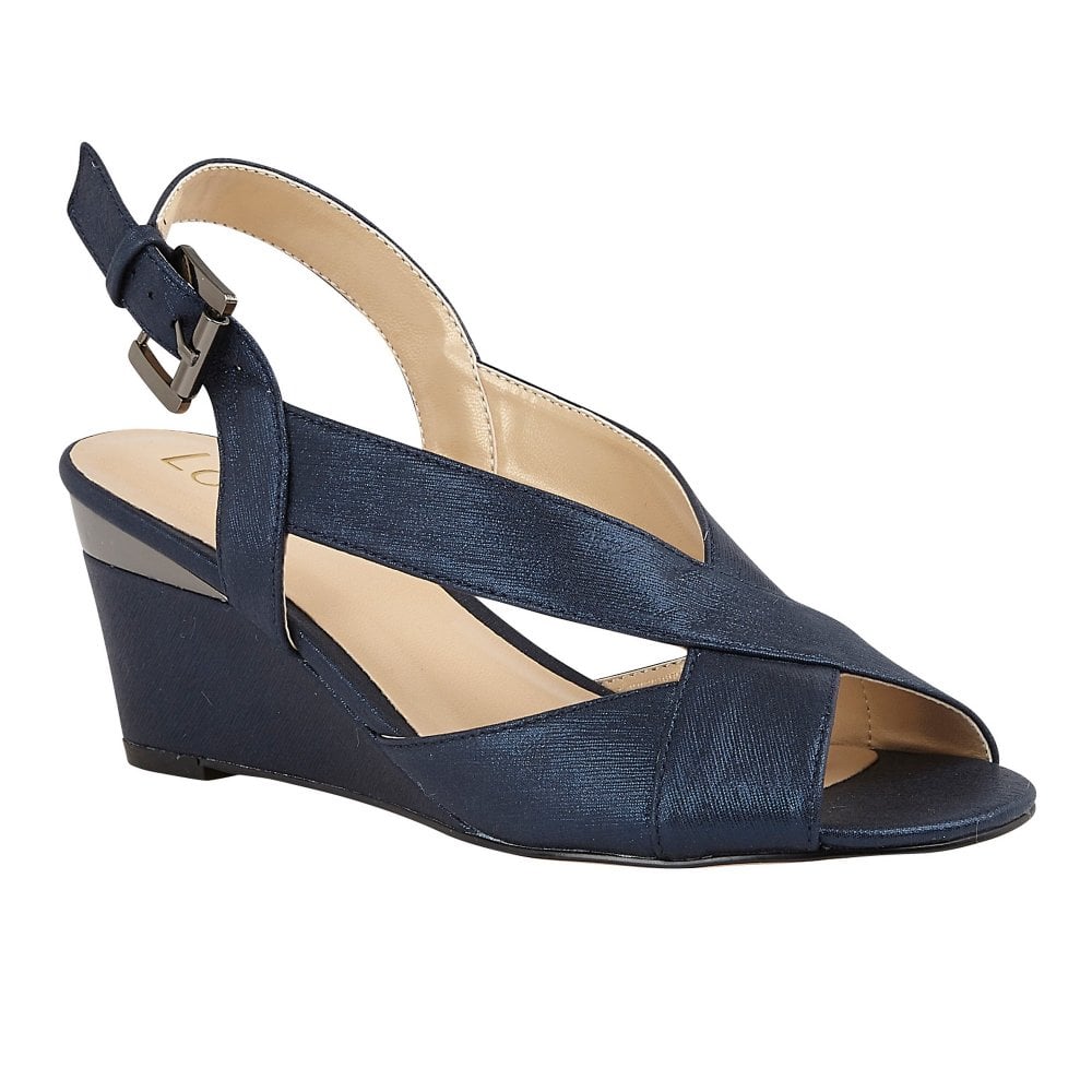 Lotus Dominica NAVY Sling Back Wedge Sandals uls179