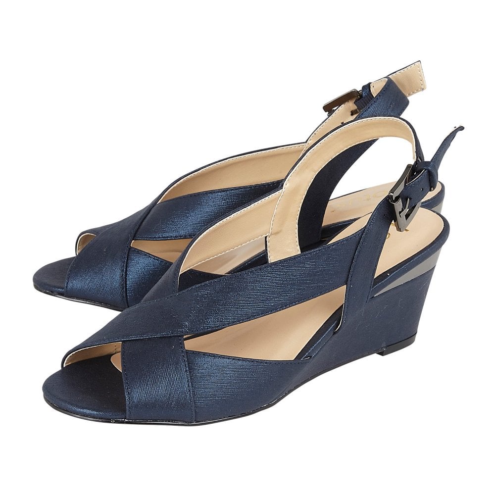 Lotus Dominica NAVY Sling Back Wedge Sandals uls179