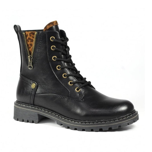 Lunar Ankle Boot Nevada GLW006 BLACK with lace and zip
