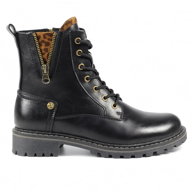 Lunar Ankle Boot Nevada BLACK with lace and zip