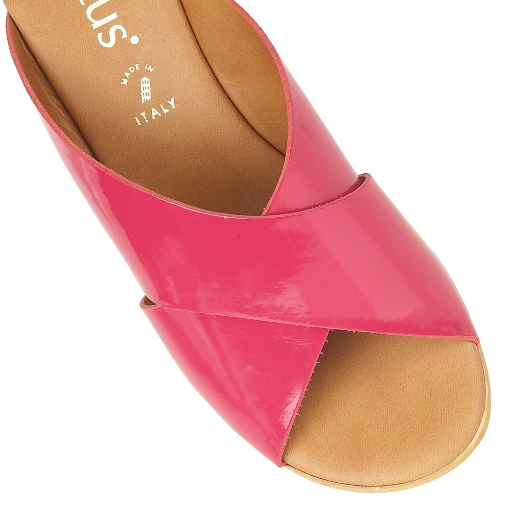 Lotus Pink Tonia Patent Mule Wedge Sandals